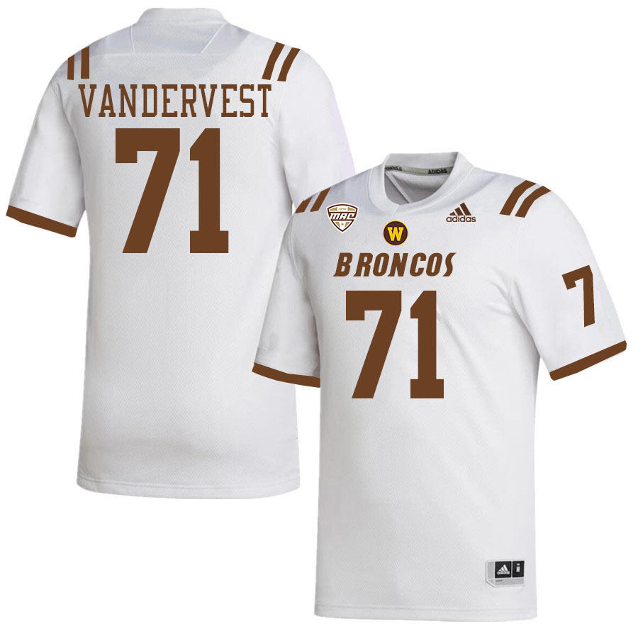 #71 Adam Vandervest Western Michigan Broncos College Football Jerseys Stitched-White